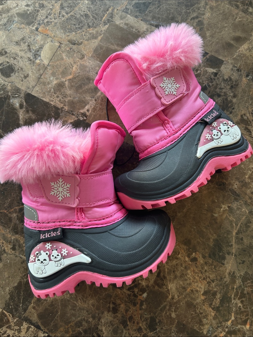 NWT 🆕 Icicles Pink Winter Snow Boots with Faux Fur Trim size 5